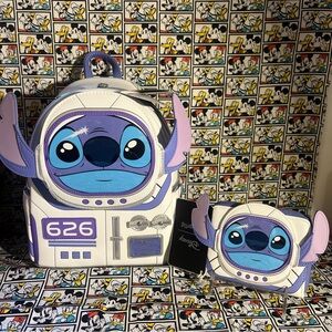 Loungefly Lilo & Stitch Spaceman Astronaut 626 Figural Backpack & Wallet NWT2025